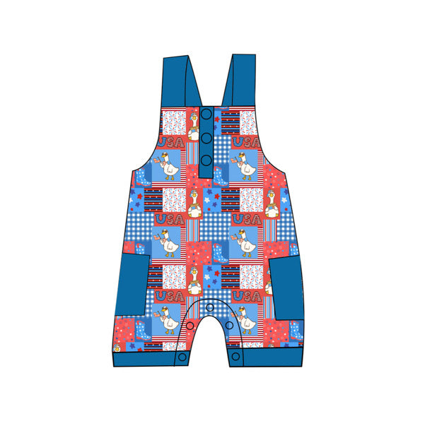 Red White & Goose Short Overalls