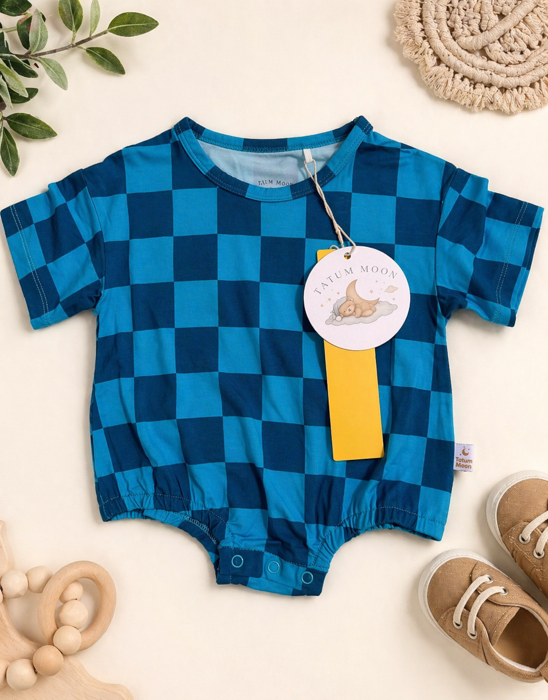Blue Checkered Bubble Onsie