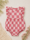 Pink Checkered Flutter Sleeve Bubble